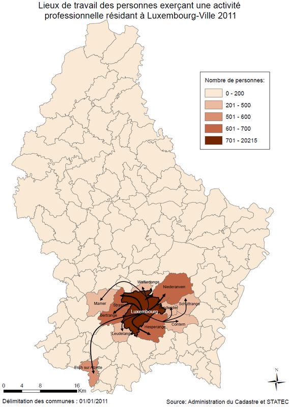 Population ayant une activité professionnelle selon la commune de résidence et de travail (situation au 1er février 2011)