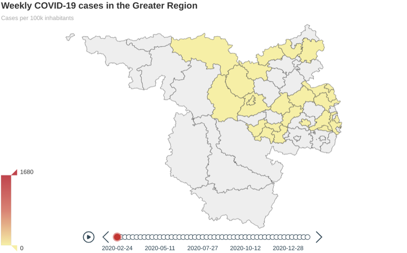 Weekly COVID-19 cases in the Greater Region
