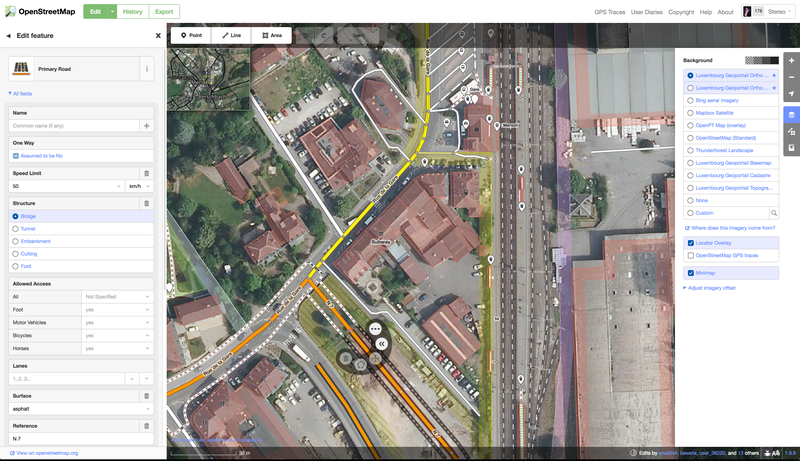 Luxembourg's orthoimagery and maps for OSM editors