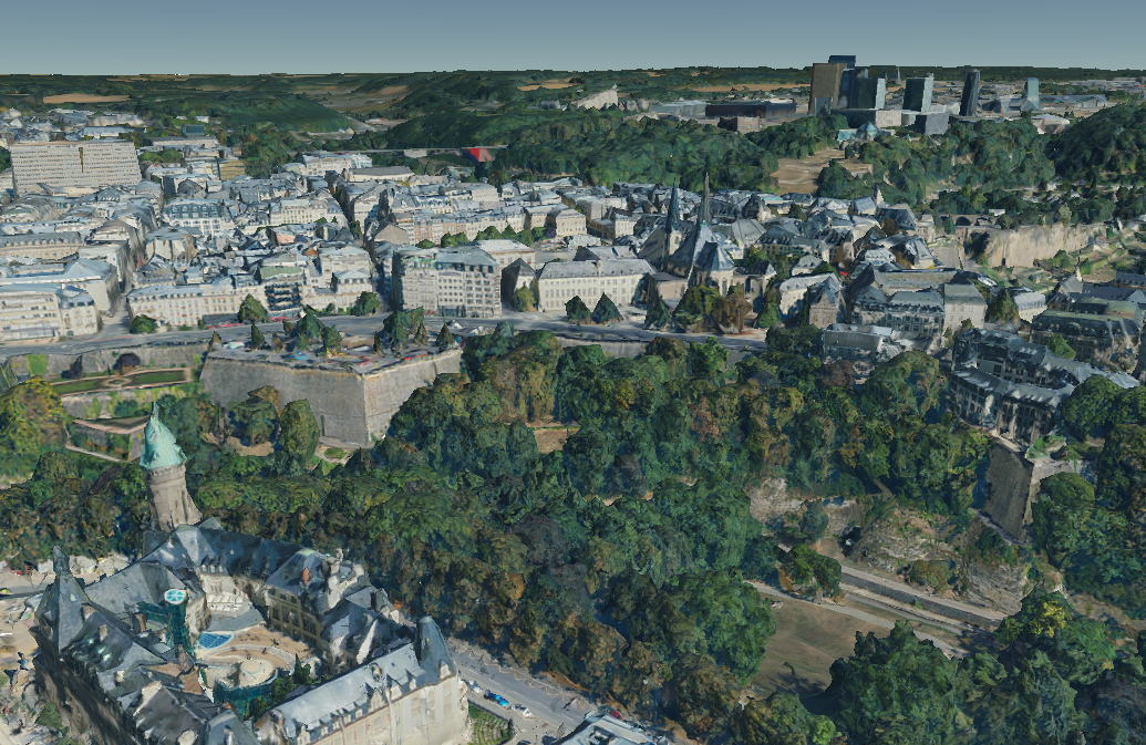 Exemple de vue de la maquette à Luxembourg-Ville